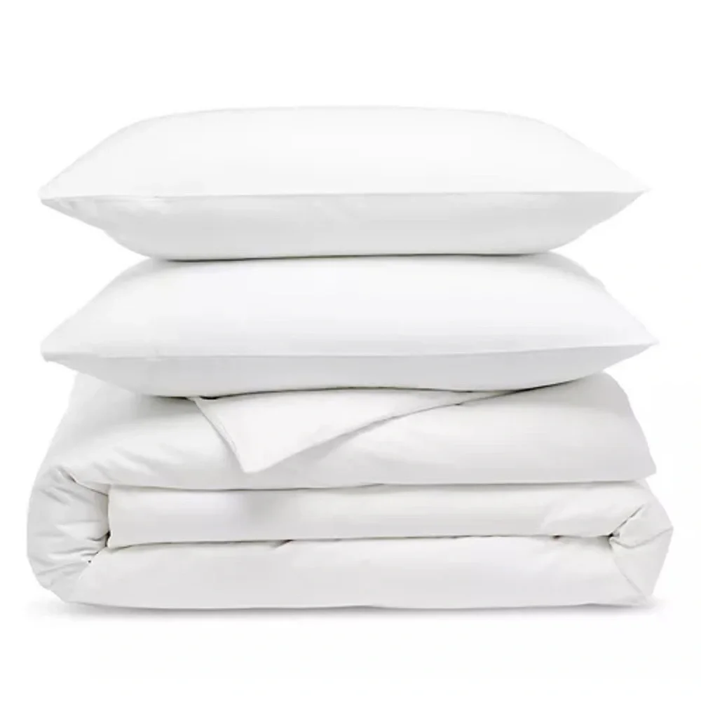 Aqua Knife Edge Egyptian Cotton Duvet Cover Sham Set Full Queen White